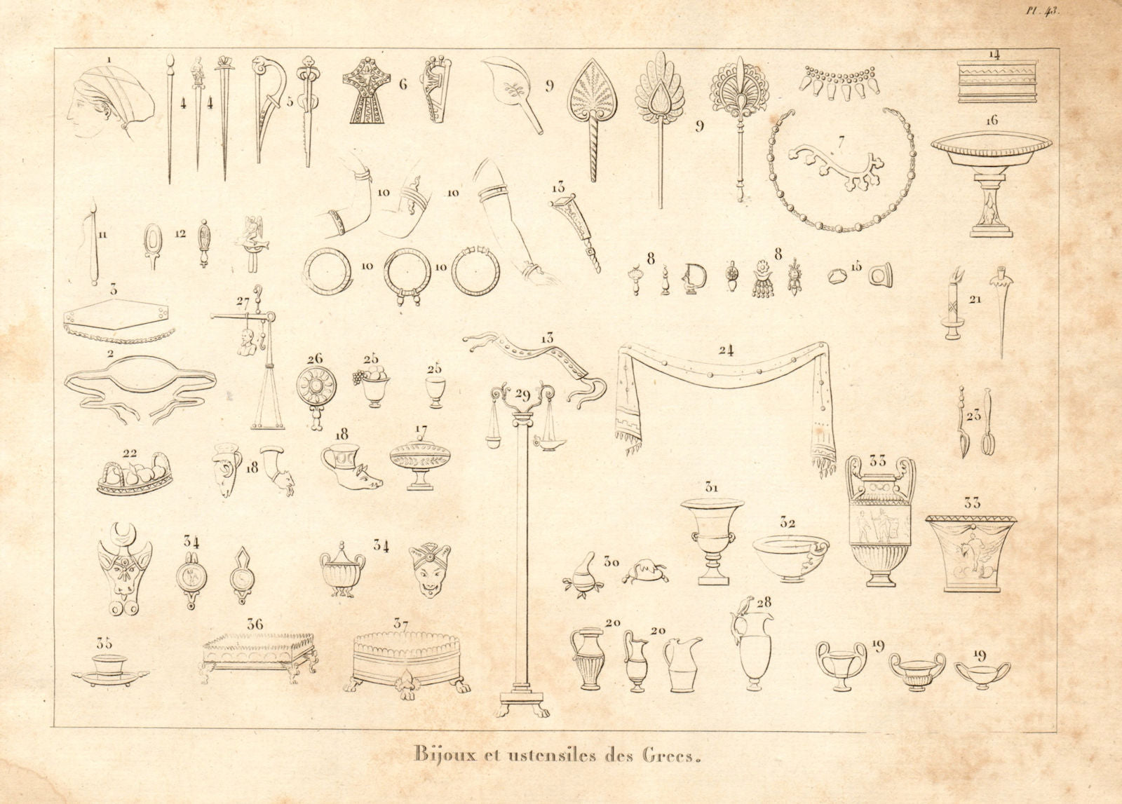 ANCIENT GREECE. Jewellery & utensils.